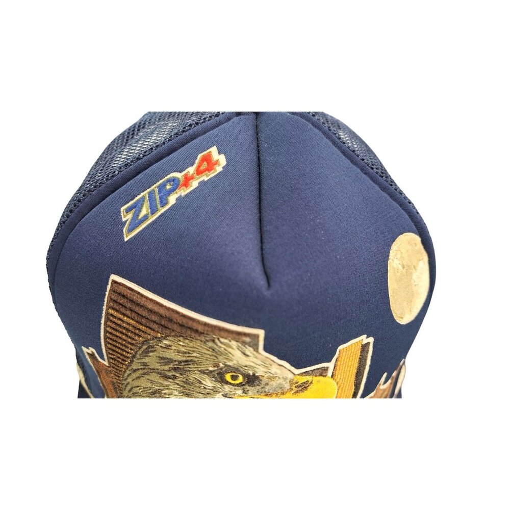 Vintage USPS Trucker Hat Express Mail Eagle Blue Mesh Snapback Rope Twin Towers - Picture 13 of 13